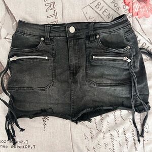 Charlotte Russe Black Mini Skirt with Zipper Details